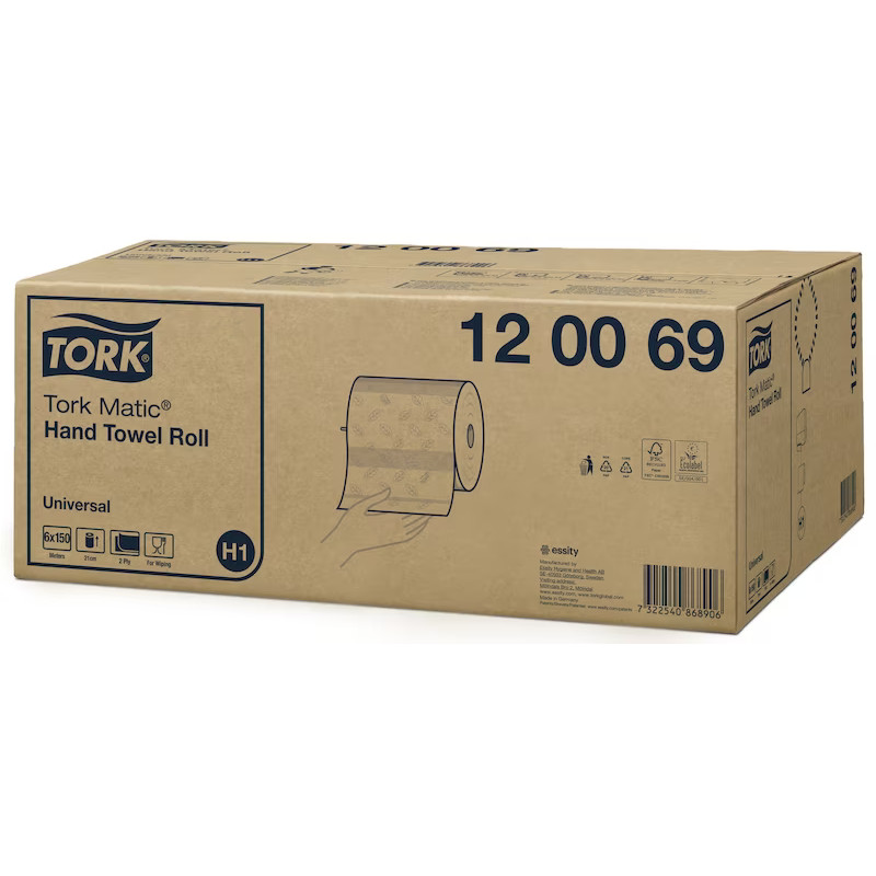 PAPIER ESSUIE MAINS H1 TORK MATIC BASIC - Carton de 6 rouleaux